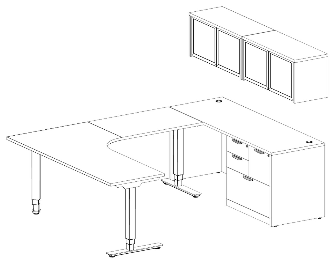 Corner Standing Desk - Package 1-MO - 3D
