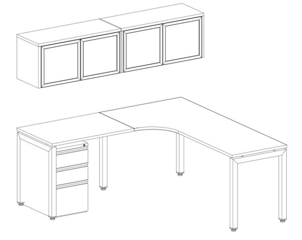 Radius Corner Desk - Package 14-MO - 2D