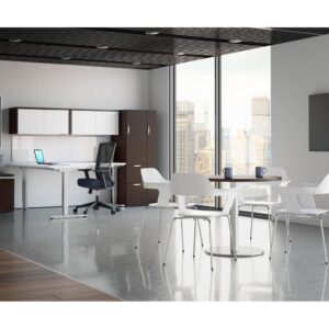 L Shaped Standing Desk with Storage and Table - Package 3-MO