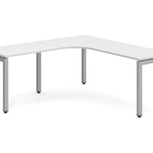 elements radius desk with left return - white-silver
