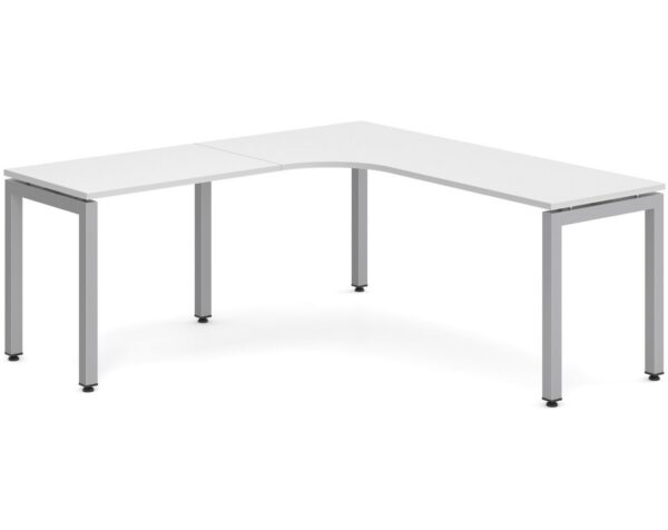 elements radius desk with left return - white-silver