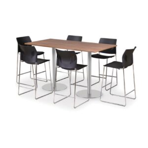 42"H CLASSIC BISTRO MEETING TABLE WITH ROUND BRUSHED METAL BASE - Image 1
