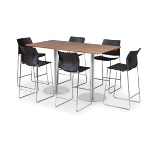42"H CLASSIC BISTRO MEETING TABLE WITH ROUND BRUSHED METAL BASE - Image 4