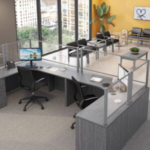 BORDERS RECEPTION STATION WITH 20″ CLEAR PLEXIGLASS SAFETY PANELS - Image 1