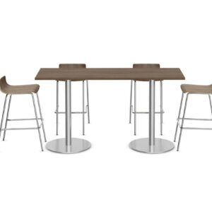 42"H CLASSIC BISTRO MEETING TABLE WITH ROUND BRUSHED METAL BASE - Image 2