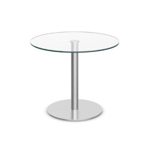 29"H CLASSIC ROUND/ SQUARE MEETING TABLE WITH ROUND OR CROSS BRUSHED METAL BASE - Image 1