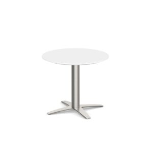 20"H CLASSIC ROUND TABLE WITH ROUND OR CROSSED BRUSHED METAL BASE - Image 2
