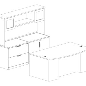71" CLASSIC PLUS Bowfront Desk with 2 Full Pedestal - Image 4