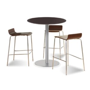 42"H CLASSIC ROUND BISTRO TABLE WITH ROUND OR CROSS BRUSHED METAL BASE - Image 2
