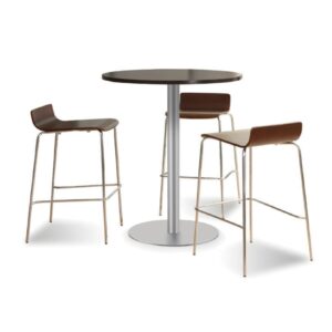 42"H CLASSIC ROUND BISTRO TABLE WITH ROUND OR CROSS BRUSHED METAL BASE - Image 3