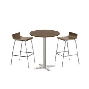 42"H CLASSIC ROUND BISTRO TABLE WITH ROUND OR CROSS BRUSHED METAL BASE - Image 4