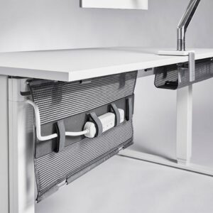 NeatTech Cable Management - Mini - Pinstripe White Basket - Gray Trim - Image 4