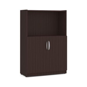 Heavy Duty Bookshelves - 4 Shelf with Doors - Espresso