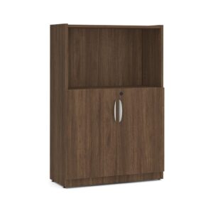 Heavy Duty Bookshelves - 4 Shelf with Doors - Modern Walnut