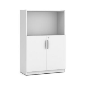 Heavy Duty Bookshelves - 4 Shelf with Doors - White