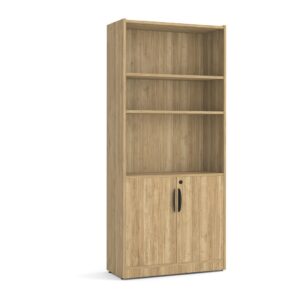 Heavy Duty Bookshelves - 6 Shelf with doors - Aspen