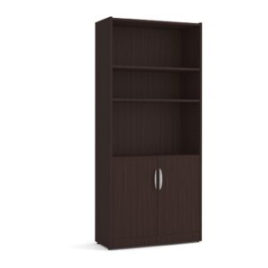 Heavy Duty Bookshelves - 6 Shelf with doors - Espresso