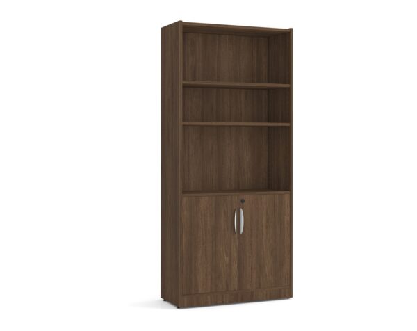 Heavy Duty Bookshelves - 6 Shelf with doors - Modern Walnut
