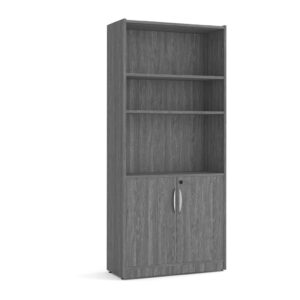 Heavy Duty Bookshelves - 6 Shelf with doors - Newport Grey