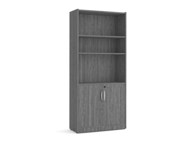 Heavy Duty Bookshelves - 6 Shelf with doors - Newport Grey