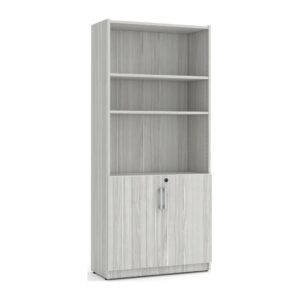Heavy Duty Bookshelves - 6 Shelf with Doors - Silver Birch