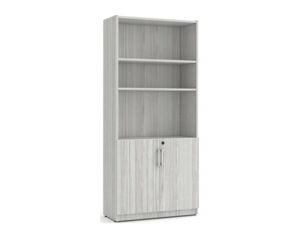 Heavy Duty Bookshelves - 6 Shelf with Doors - Silver Birch