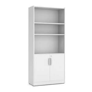 Heavy Duty Bookshelves - 6 Shelf with doors - White