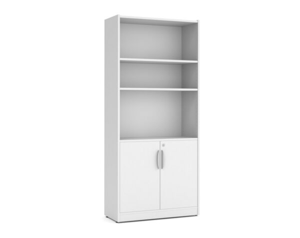 Heavy Duty Bookshelves - 6 Shelf with doors - White