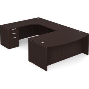 U Shaped Desk with Left Hand Square Corner Return - Espresso