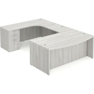 U Shaped Desk with Left Hand Square Corner Return - Silver Birch