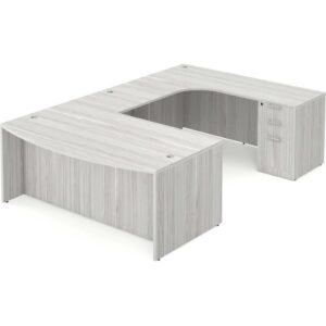 U Shaped Desk with Right Hand Square Corner Return - Silver Birch