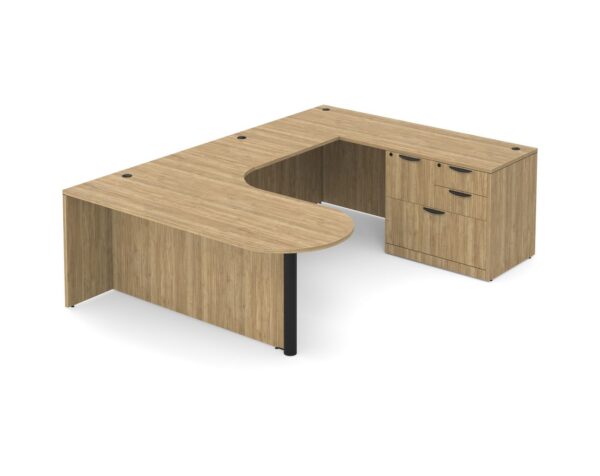 bullet-ushaped-rh-apn.jpg U Shaped Desk with Right Hand Bullet Return - Aspen