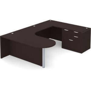 U Shaped Desk with Right Hand Bullet Return - Espresso