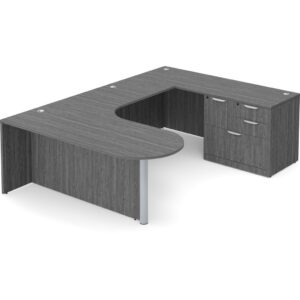 U Shaped Desk with Right Hand Bullet Return - Newport Grey