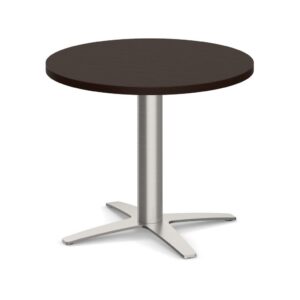 Round End Table with Metal Cross Base - Image 6