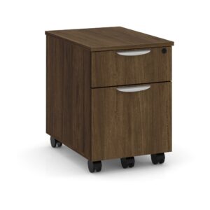PL1007 Locking Mobile Box File Pedestal - Modern Walnut