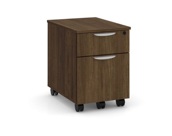 PL1007 Locking Mobile Box File Pedestal - Modern Walnut